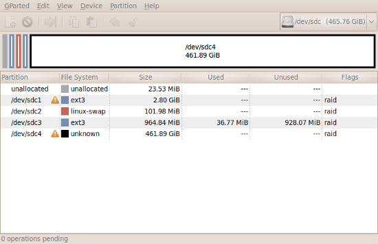 gParted Screenshot
